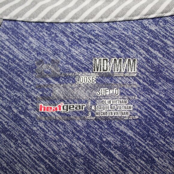 Under Armour Men's HeatGear Loose‎ Fit blue/gray heathered Polo shirt size M - Picture 3 of 4